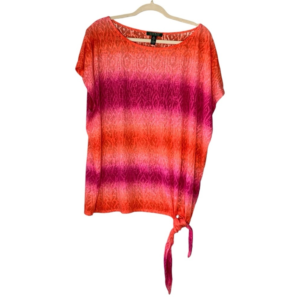 Lauren Ralph Lauren abstract Aztec print in a‎ gradient rainbow tie-dye. Size 3X